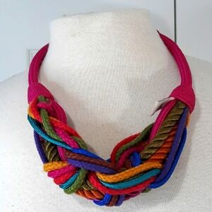 Rhea Multicolor Braided Necklace Boho Stretch Knot